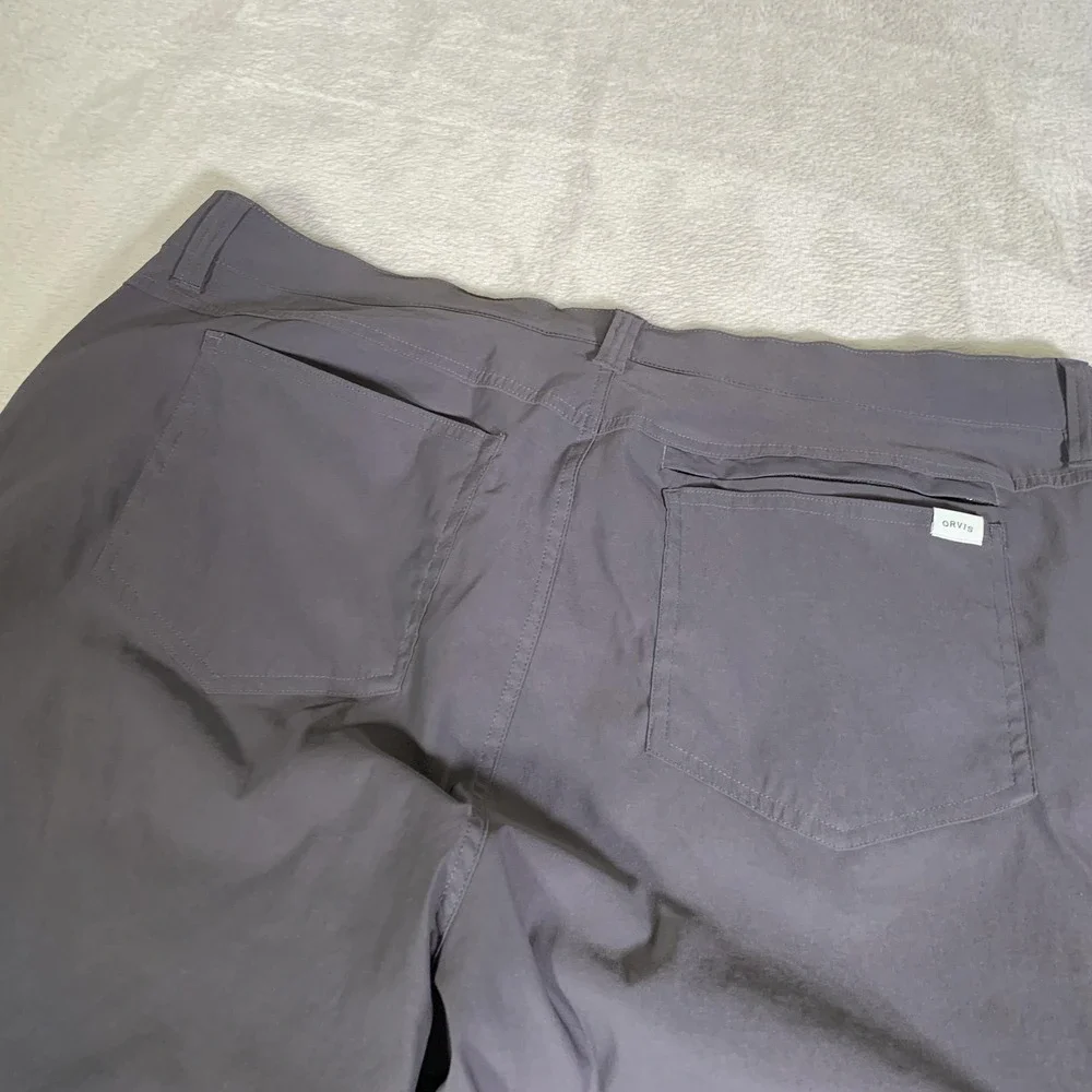Orvis Pants Mens 40x30 Gray Stretch Hiking Water Repellent Zip Pockets Travel